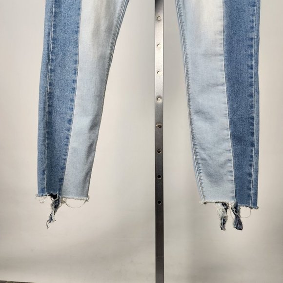 Blue Notes Blue Two Tone Denim Raw Hem Jeggings Size 34 - Picture 4 of 11